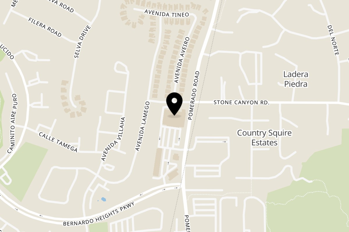 Map showing the location of Spoon Thai Kitchen on 15731 Bernardo Heights Pkwy #103 in San Diego